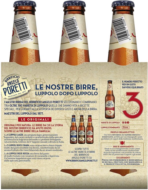 Birrificio Angelo Poretti Birra 3 Luppoli Non Filtrata -24 bottiglie da 330 ml - immagine 2