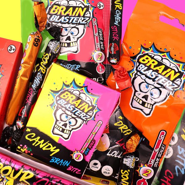 Brain Blasterz - Box di caramelle aspre, contiene Brain Breakerz, Candy Spray, Brain Bitz, Chew Bar e altro ancora. - immagine 3