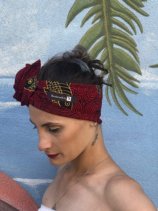 BandanasArte fascia turbante con ferretto modellabile 105x10cm,100% cotone WAX - immagine 7