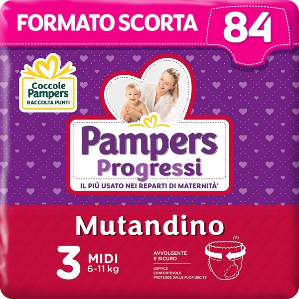 Pampers Progressi Mutandino Midi, 84 Pannolini, Taglia 3 (6-11 Kg) - immagine 2