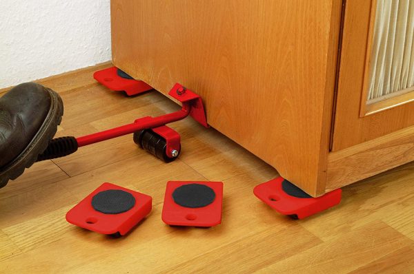 4Single9900 - Rullo di trasporto per mobili, Portata massima Single50 kg ciascuno, Rosso, Set da 5 pezzi - immagine 4