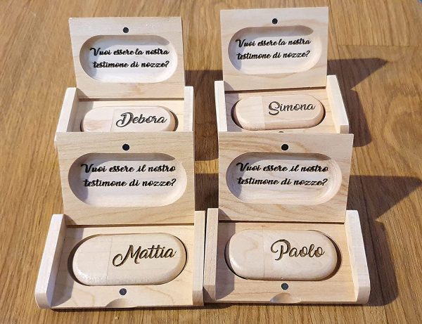 Chiavetta - pennetta USB/Pendrive 16 GB 2.0 in legno con custodia personalizzata - personalizzala con il tuo nome! Regalo originale - festa della mamma, regalo maestre - immagine 8