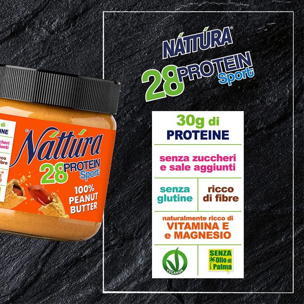 NATTURA Peanut Butter, Burro di Arachidi 100% Naturale, Ideale per gli Sportivi, Snack Perfetto Prima e Dopo l'Allenamento, Senza Glutine, Ricco di Magnesio e Vitamina E, Senza Olio di Palma, 350 g - immagine 2