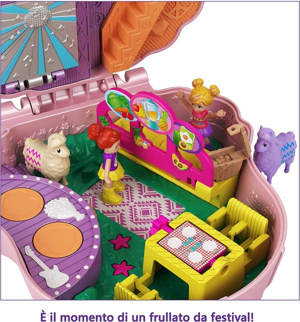 Polly Pocket- Cofanetto Lama Music Party con Micro Bambole di Polly e Lila, Accessori Giocattolo per Bambini 4+Anni, GKJ50 - immagine 5