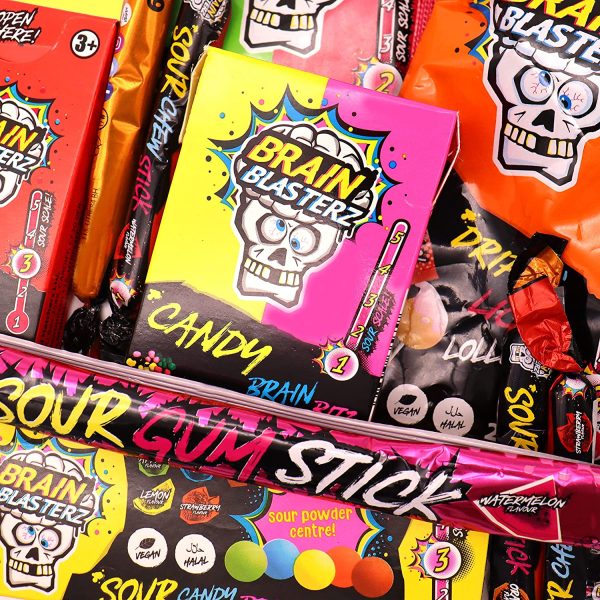 Brain Blasterz - Box di caramelle aspre, contiene Brain Breakerz, Candy Spray, Brain Bitz, Chew Bar e altro ancora. - immagine 8