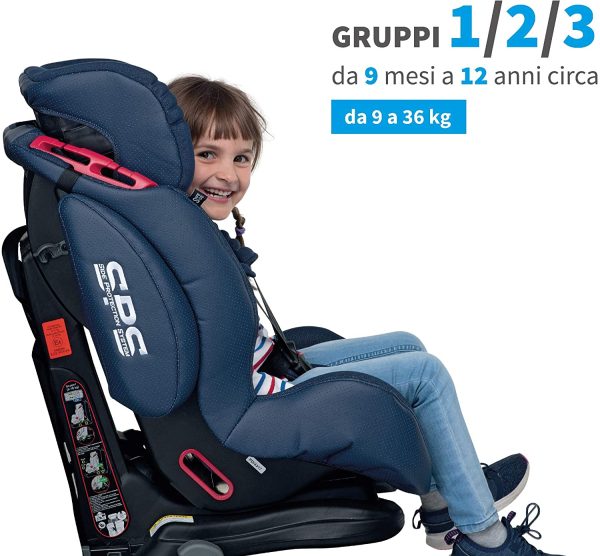 Foppapedretti Isodinamyk Seggiolino Auto ISOFIX Gruppo 1/2/3 (9-36kg), per Bambini da 9 Mesi Fino a 12 Anni, Jeans - immagine 2