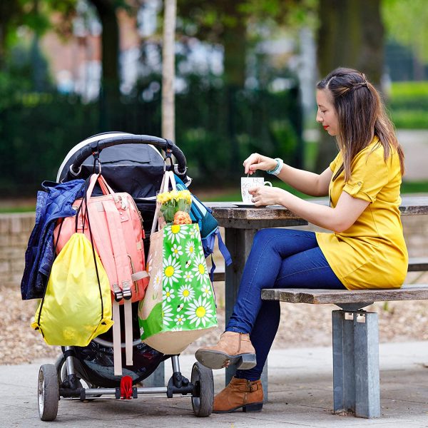 Ganci per Passeggino, Baby Uma - Appendi la spesa & le borse in tutta sicurezza sulla tua Carrozzina o sul Passeggino. Taglia universale, Nero, pacco da 2 - immagine 3