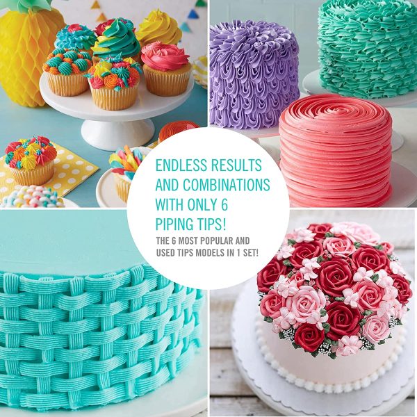 Cukkicakes Set di 6 Beccucci per Sac a Poche Grandi Professionali (1M, 2D, 4B, 1A, 124 e 895) per Decorare Cupcakes, Torte, Zeppole, Biscotti & Churros - Bocchette per Pasticceria prodotte in Corea