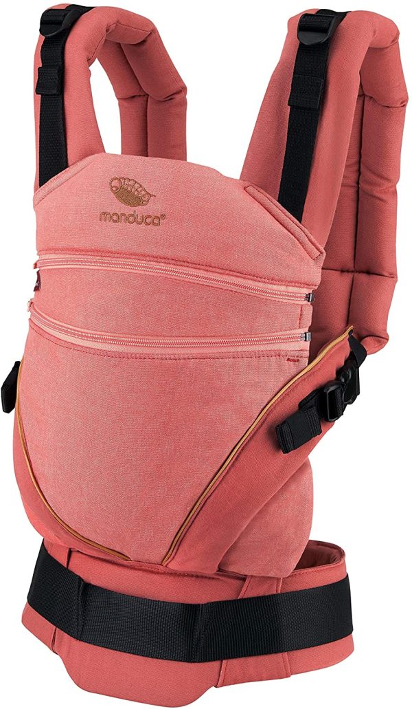 manduca XT > < Marsupio e porta beb?? ergonomico con sedile regolabile per neonati dalla nascita & bambini fino a 20 kg, cotone biologico (XT Cotton, denimrouge-toffee) - immagine 3