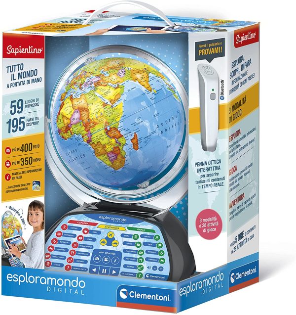 Clementoni 12097, Sapientino, Esploramondo Digital, Globo Educativo Interattivo, Mappamondo per Bambini con Penna Interattiva, Gioco Educativo 7 anni+, (Versione in Italiano) - immagine 5