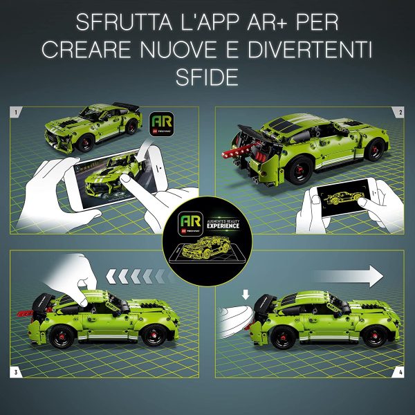 LEGO Technic Ford Mustang Shelby GT500, Modellino Auto da Costruire, Macchina Giocattolo, con App AR, 42138 - immagine 3