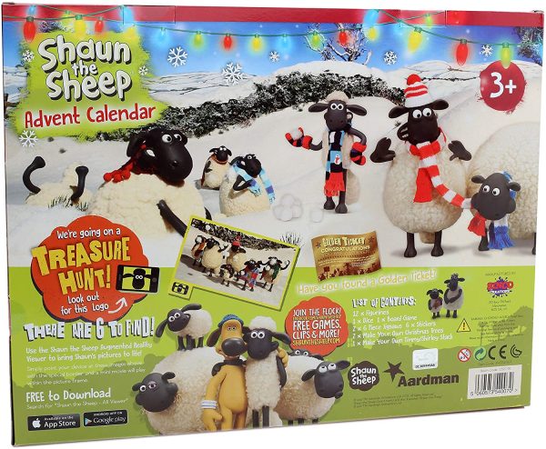 Shaun the Sheep Calendario Avvento per Bambini Wallace e Gromit Cartoni Animati Include Puzzle Gioco da Tavolo Pupazzetti - immagine 2