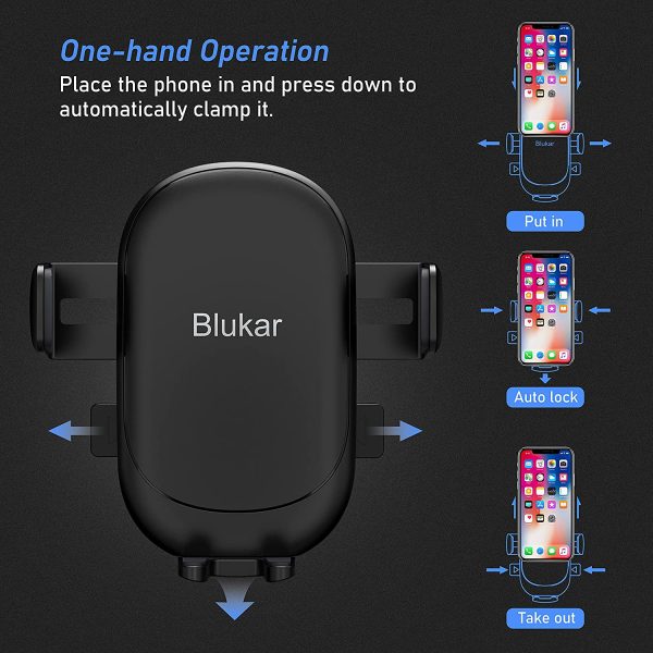 Blukar Porta Cellulare da Auto, Universale Supporto Cellulare Auto Supporto Auto Smartphone Bocchetta Dell'Aria 360?? di Rotazione e Operare con Una Sola Mano per iPhone, Galaxy, Xiaomi - immagine 2